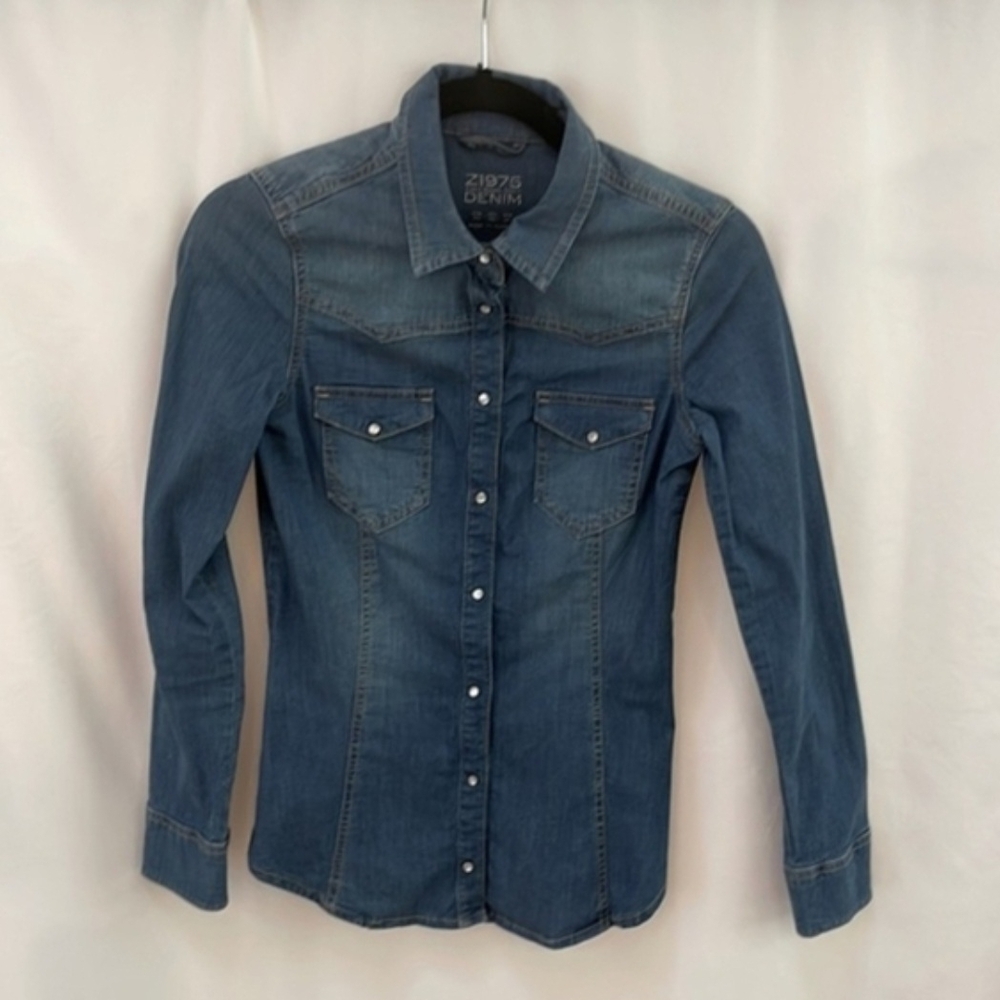 Zara Blue Denim Button-Down Shirt